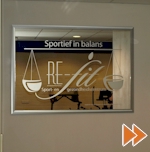 Spiegel met logo gezandstraald